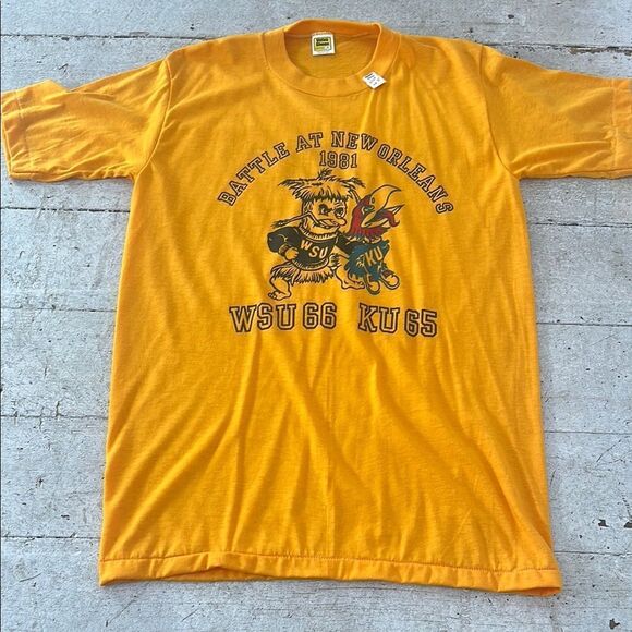 Vintage 1981 WSU KU Battle At Louisiana Tee K-Who? - Picture 1 of 5